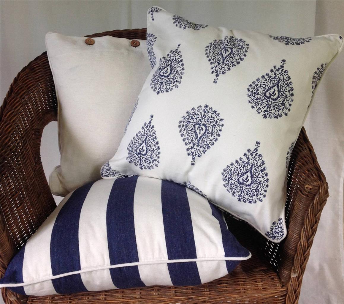 Navy White Stripe Cushion Cover Scatter Nautical Decor Pillow Case