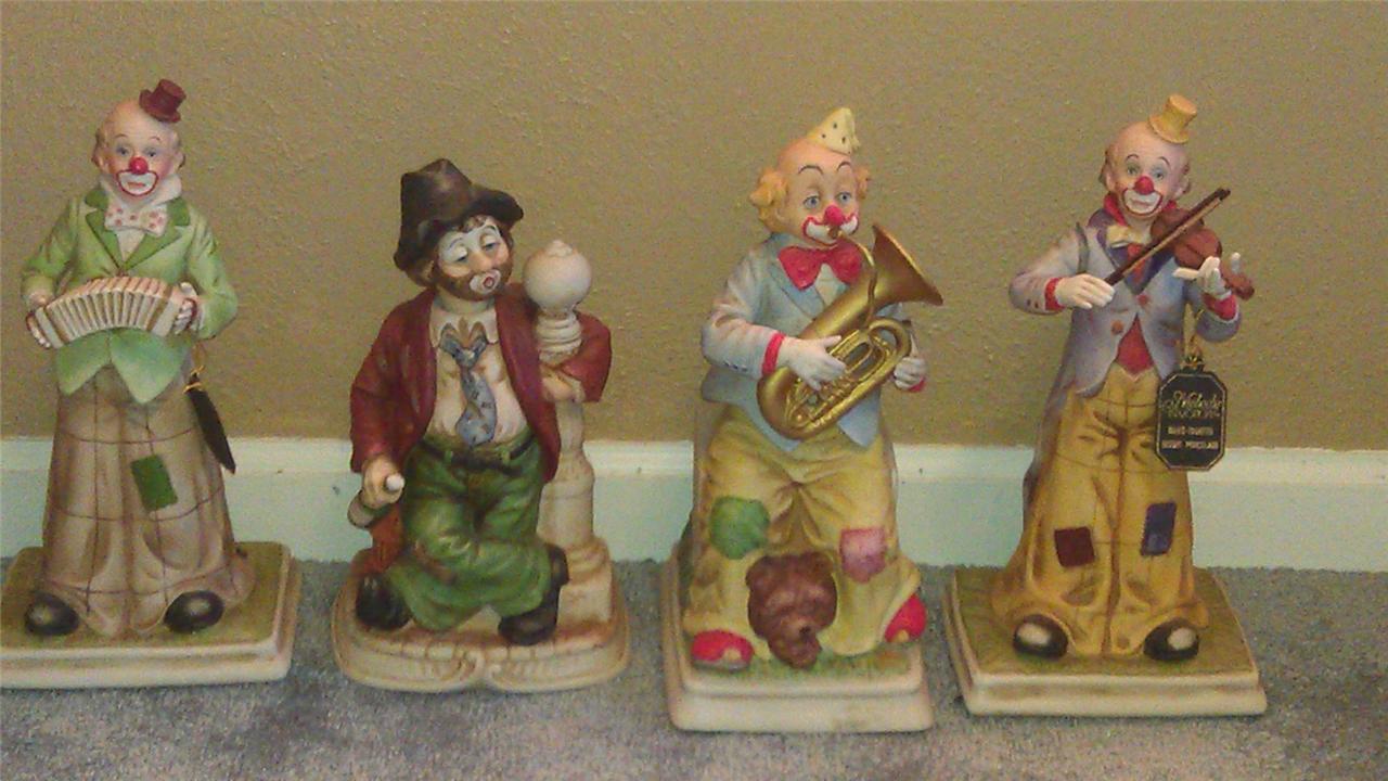Melody in Motion SET OF 4, clown, willie hobo, violin, accordian, tuba