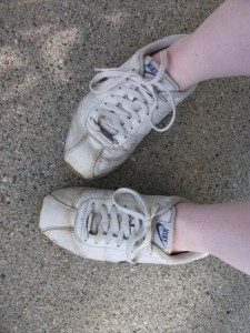 well worn trashed shoes