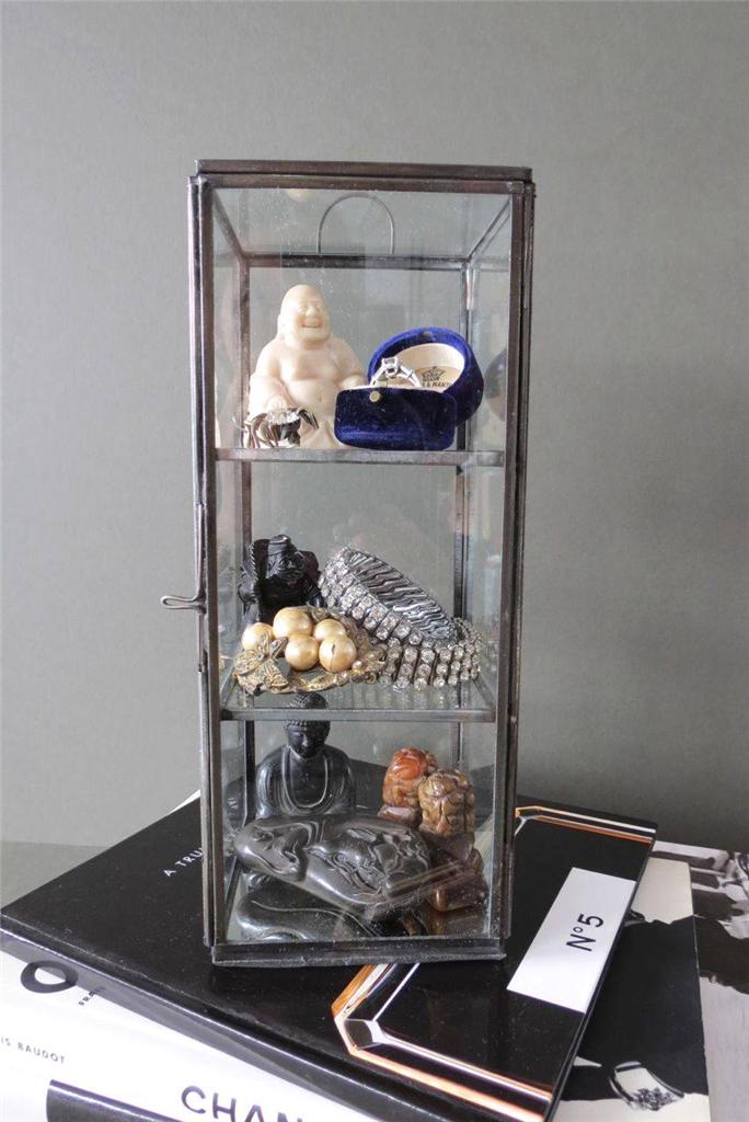 Table Display Glass Case Jewellery Trinket Thimble Curio Box