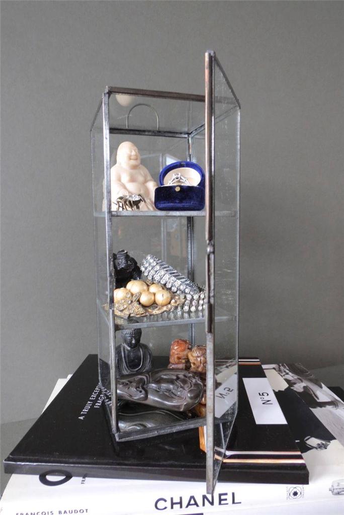 Table Display Glass Case Jewellery Trinket Thimble Curio Box