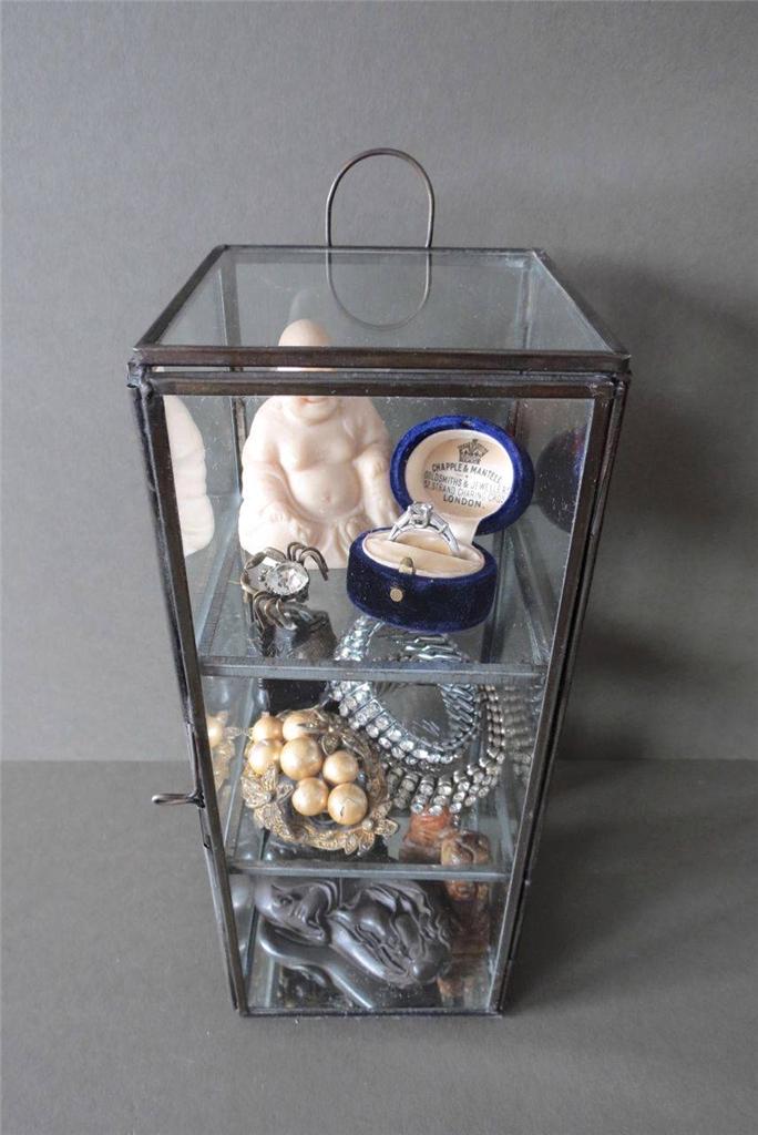 Table Display Glass Case Jewellery Trinket Thimble Curio Box