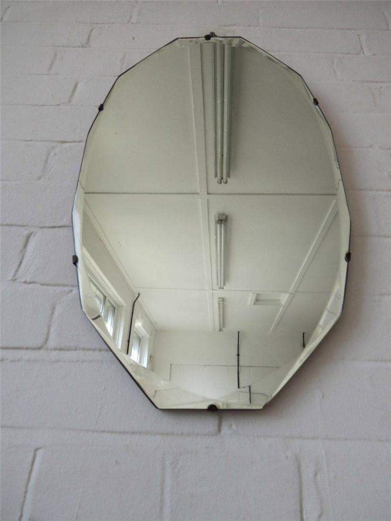 Vintage Oval Bevelled Edge Wall Mirror Art Deco Beveled Edge Mirror eBay