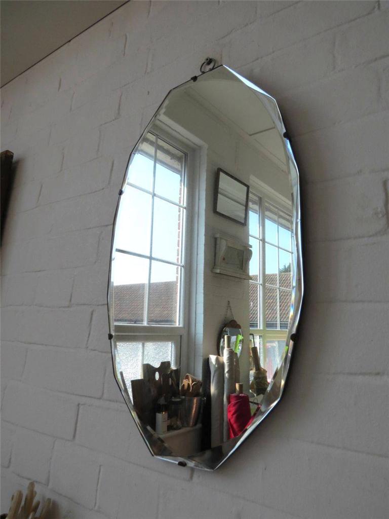 Vintage Oval Bevelled Edge Wall Mirror Art Deco Beveled Edge Mirror eBay