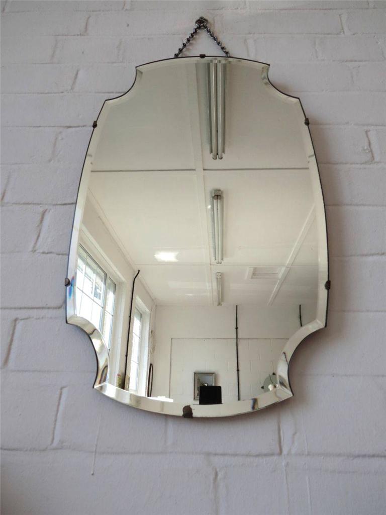 Vintage Bevelled Edge Wall Mirror Art Deco Frameless Wall Mirror Lovely