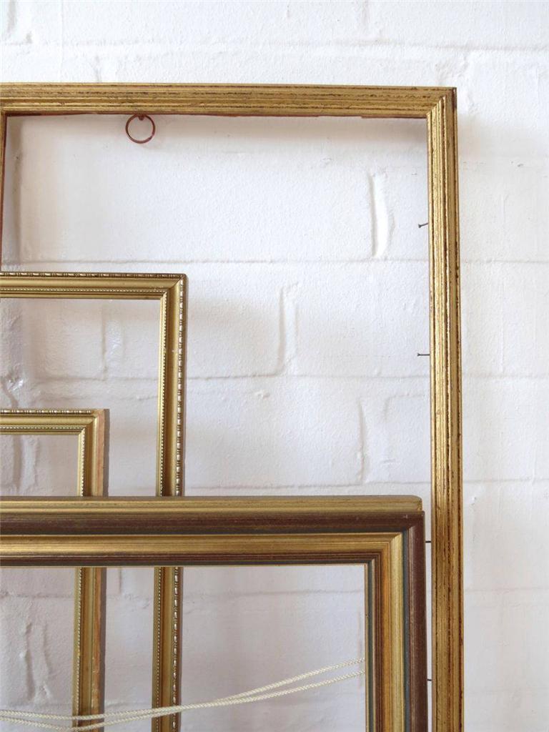 Vintage Style Wall Picture Frames or Photo Frames Set of 7 Gold