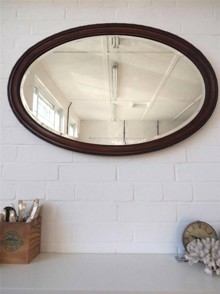 Vintage Extra Large Oval ART Deco Bevelled Edge Wall Mirror eBay