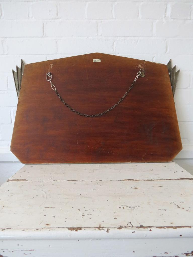Vintage Extra Large Art Deco Bevelled Edge Wall Mirror with Chrome