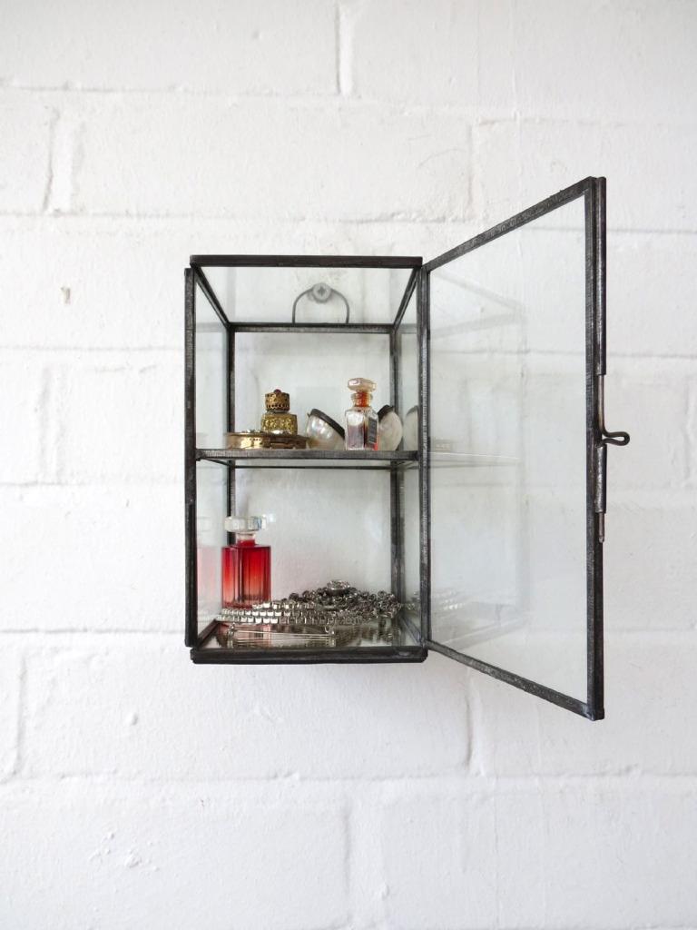 Wall Display Trinket Curio Mirrored Wall Shelf Thimble Trinket