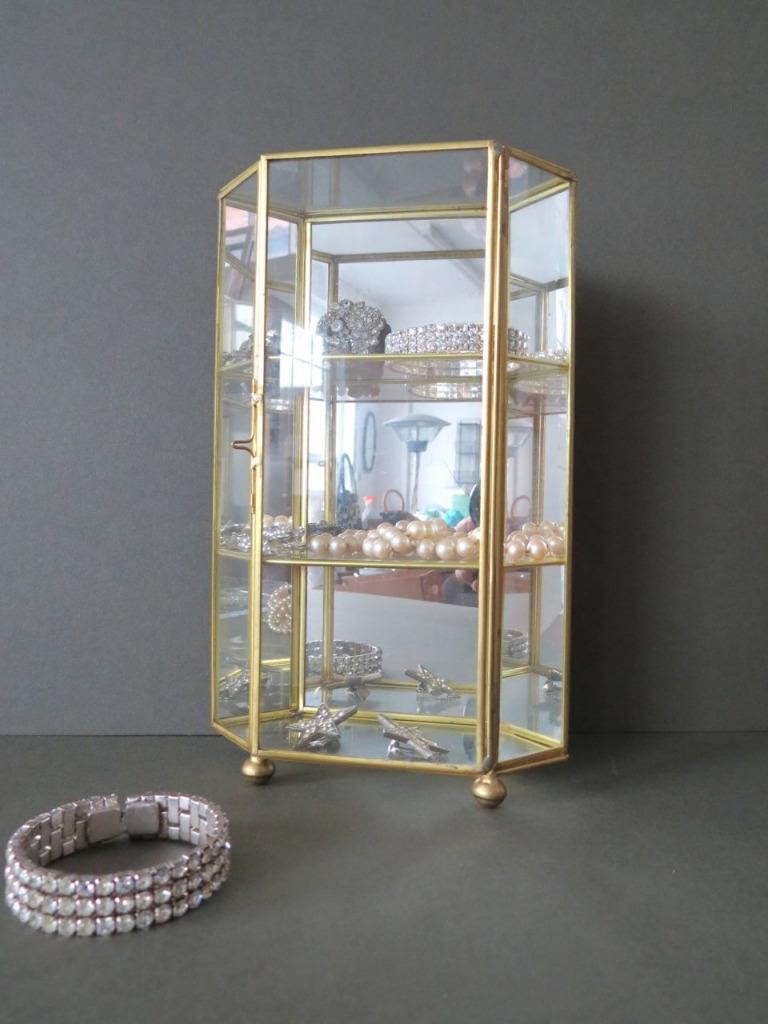 Vintage Table Top Glass Display Jewellery Curio Box eBay