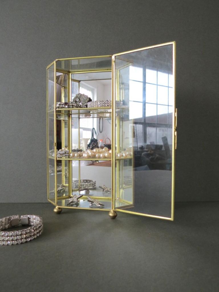 Vintage Table Top Glass Display Jewellery Curio Box eBay