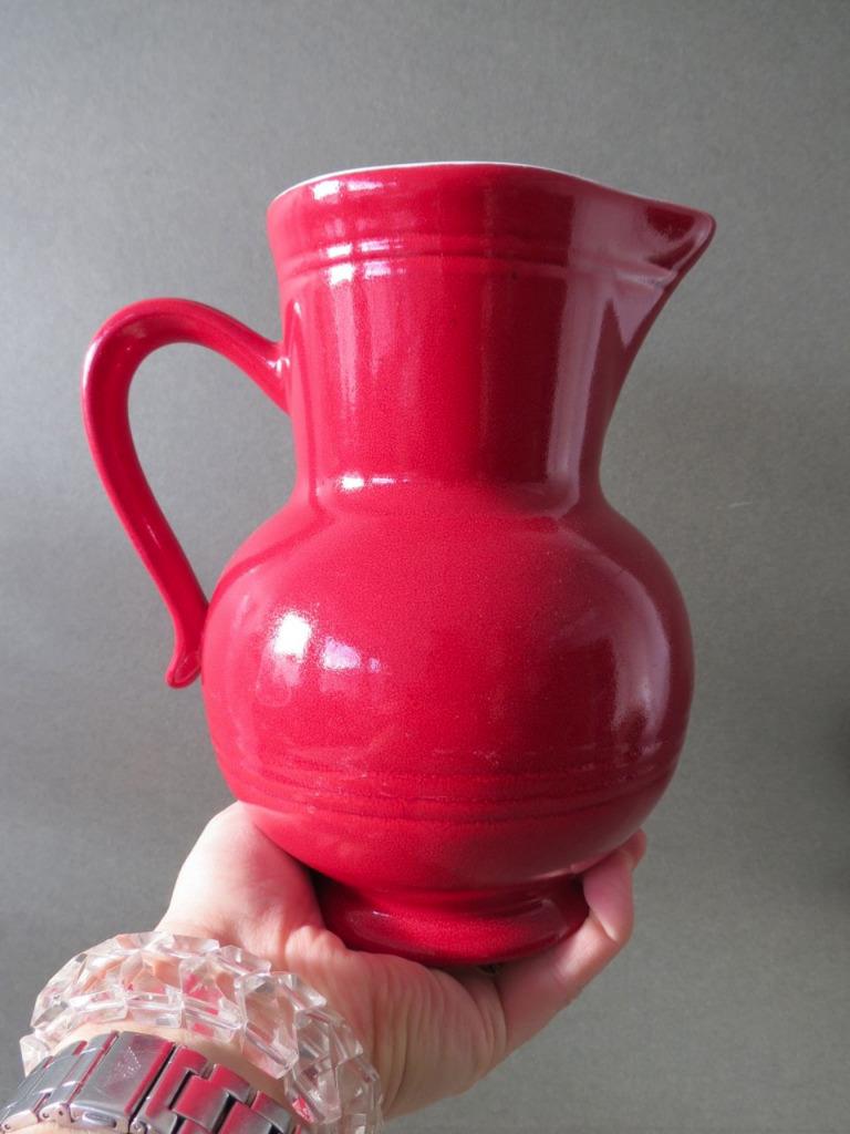 Emile Henry Red & White Pottery Water Jug Pitcher eBay