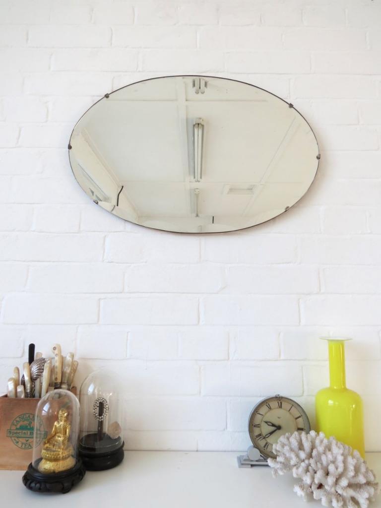 Vintage Oval Art Deco Bevelled Edge Wall Mirror eBay