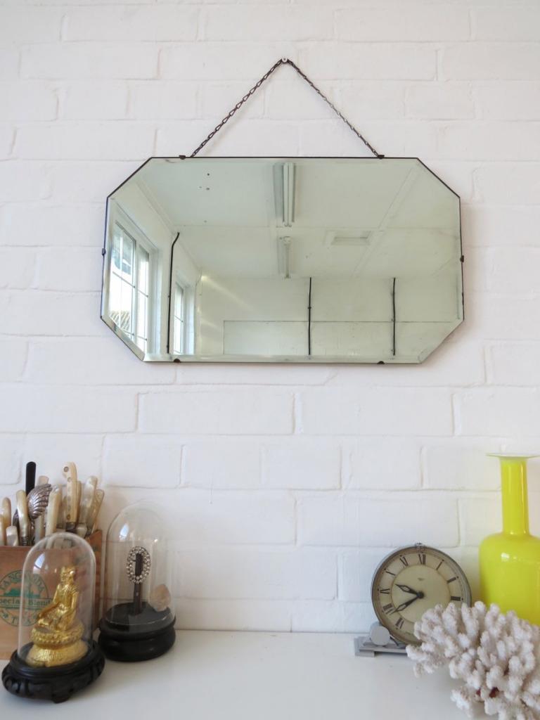 Vintage Art Deco Bevelled Edge Wall Mirror eBay