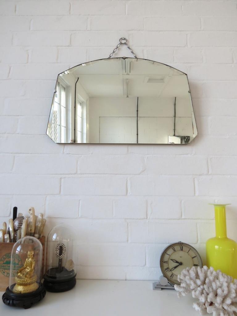Vintage Art Deco Bevelled Edge Wall Mirror eBay