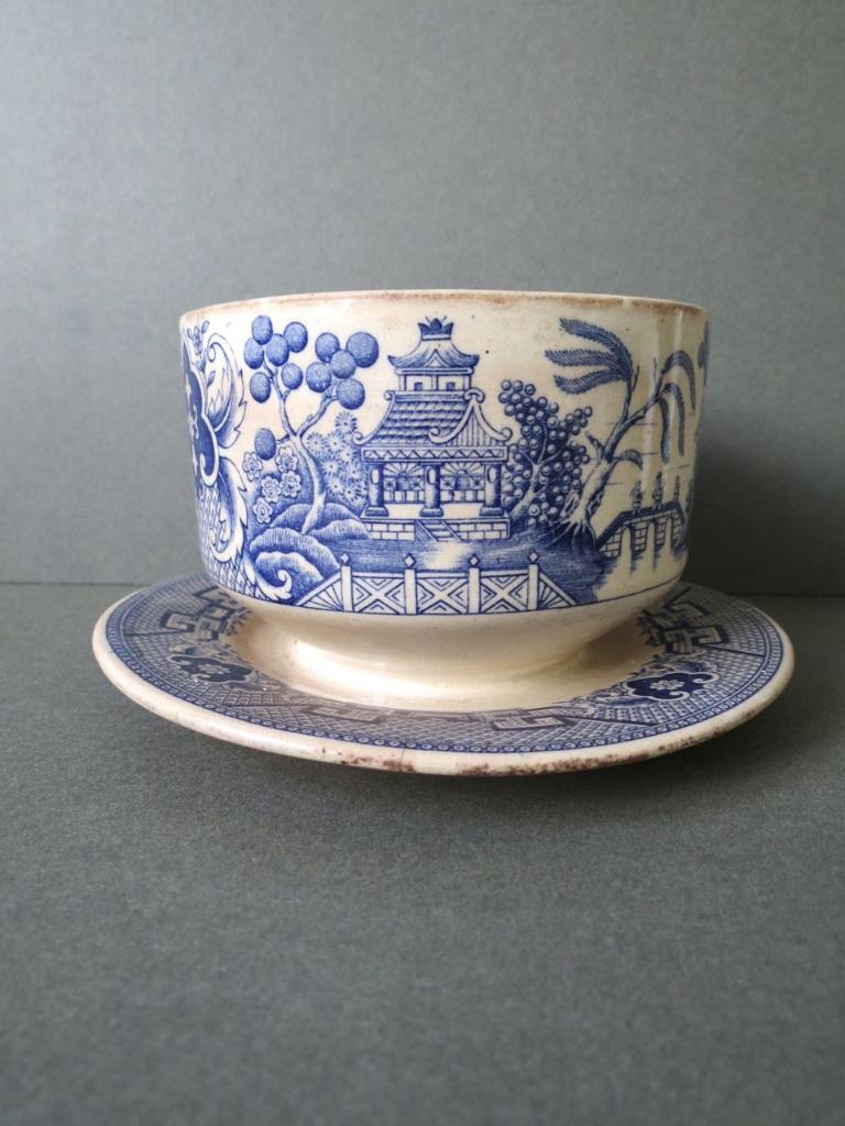 Vintage Arabia Finland Pottery Sugar Bowl Dish Blue White