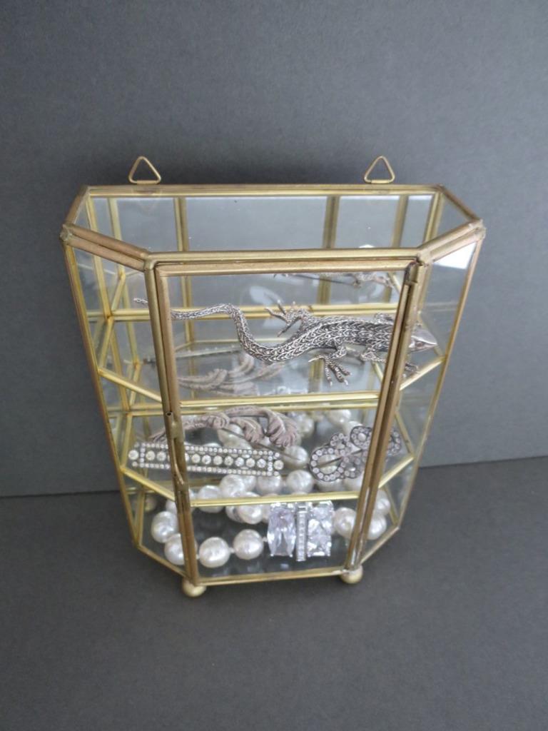 Vintage Table Top Glass Display Wall Jewellery Curio Box eBay
