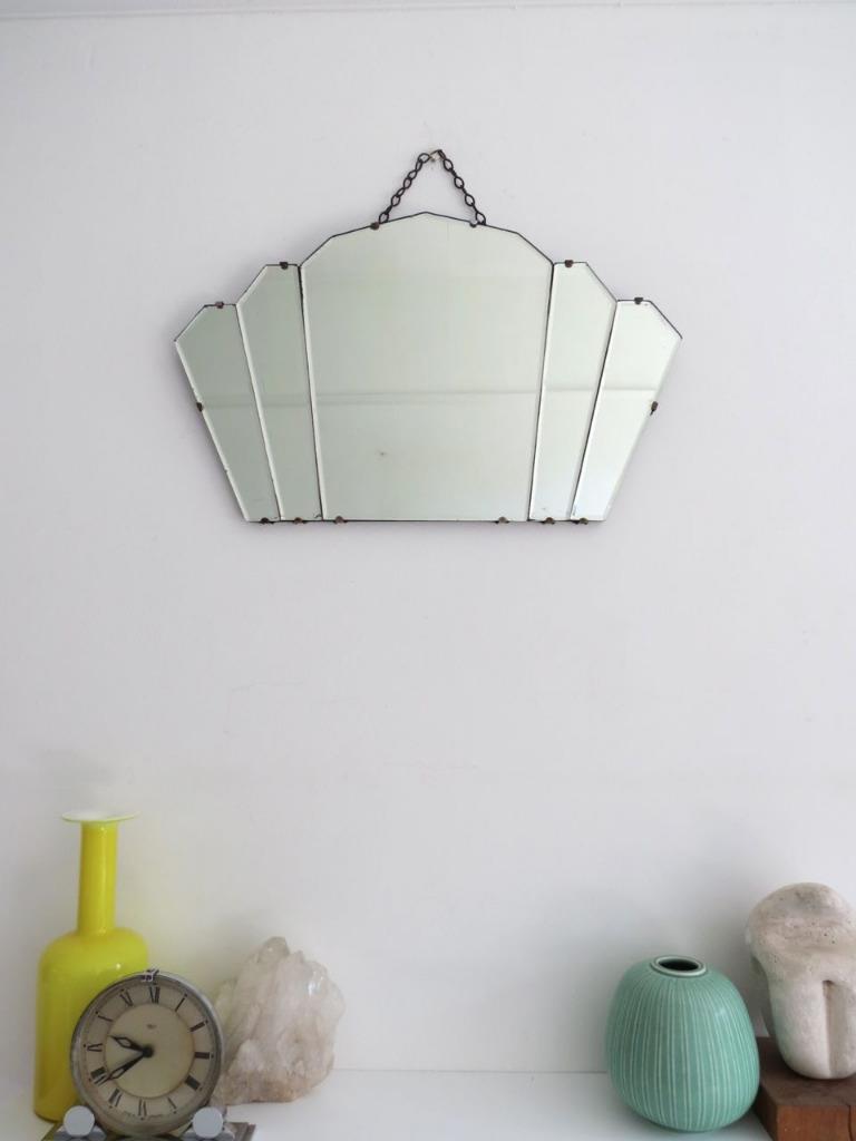 Vintage Art Deco Fan Shape Mirror
