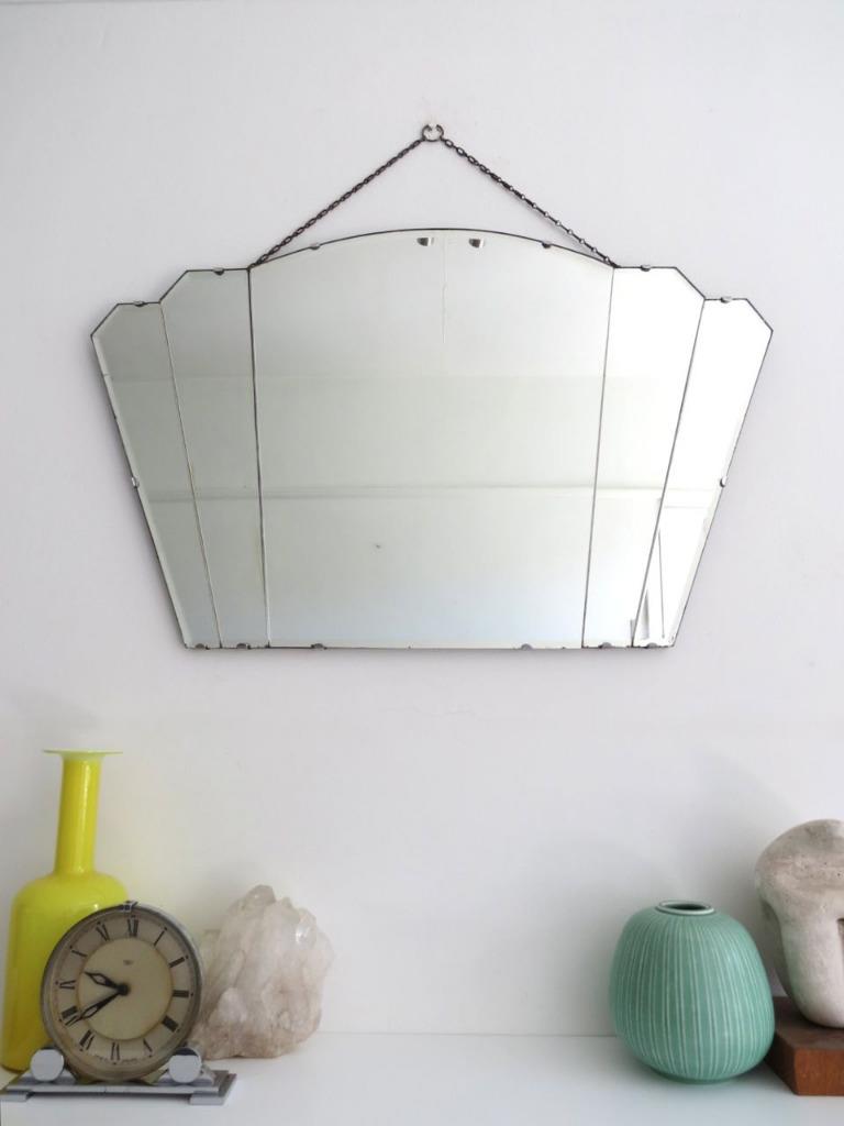 Vintage Large Art Deco Fan Shape Mirror