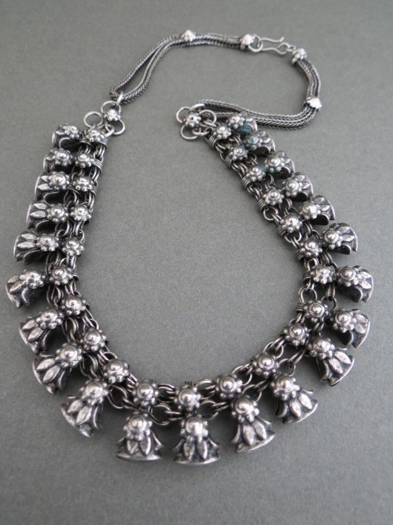 Vintage Silver Plated Indian Choker Necklace eBay