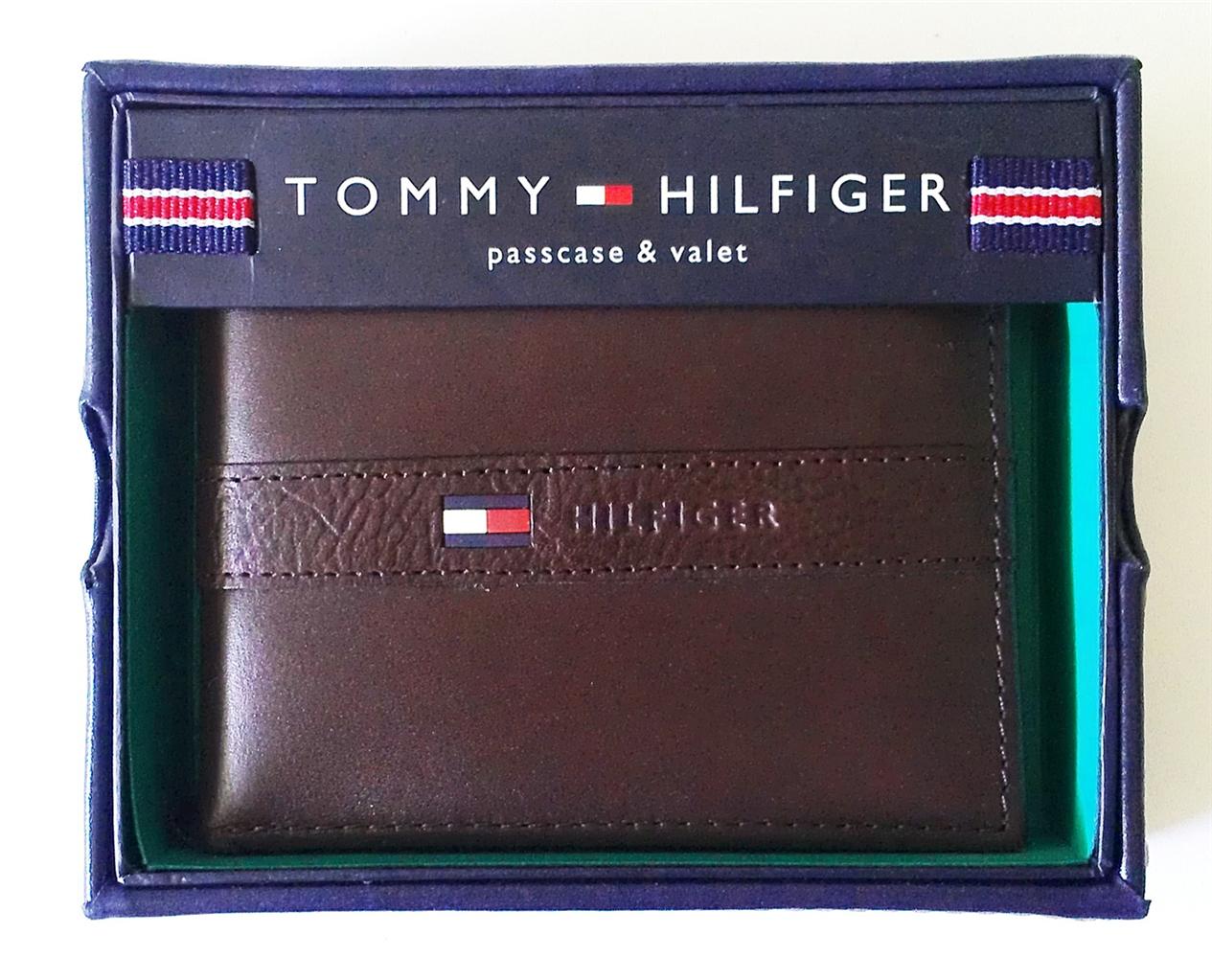 NEW TOMMY HILFIGER MEN'S GENUINE LEATHER CREDIT CARD WALLET PASSCASE BILLFOLD - Picture 1 of 1
