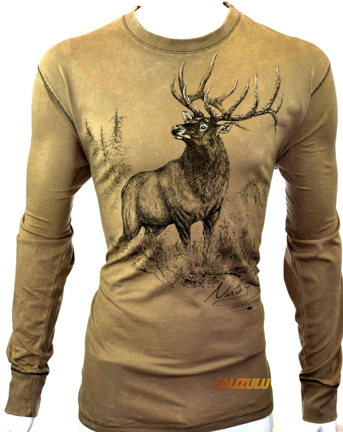 Long Sleeve Crew Neck Sweatshirt Deer Buck Hunting Theme Multiple