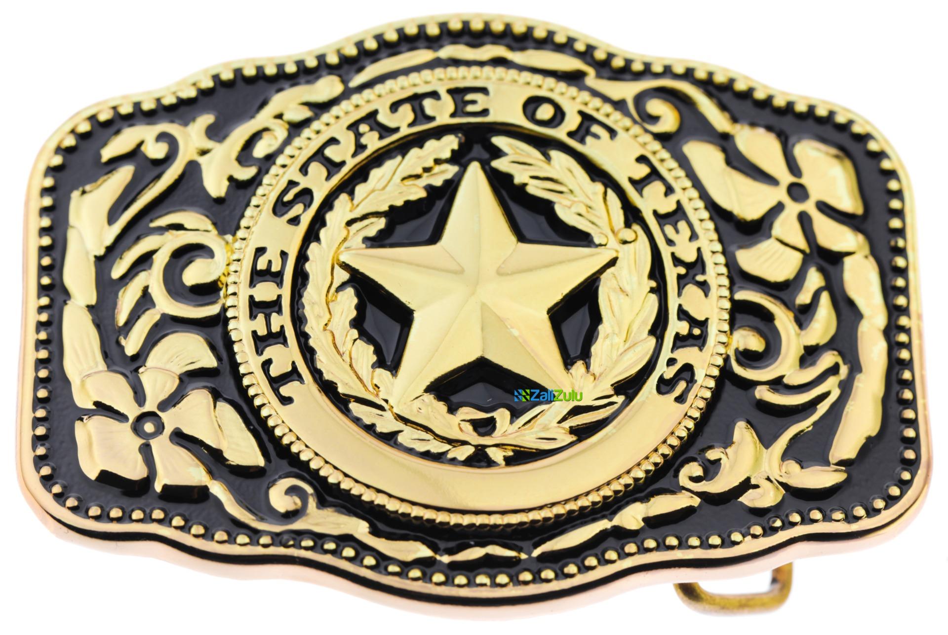 The State Of Texas Black Gold Color Texas Seal Logo Western Belt Buckle
