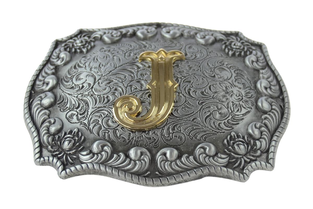 Initial Letters Western Style Cowboy Rodeo Silver/Gold Large Belt Buckles | eBay