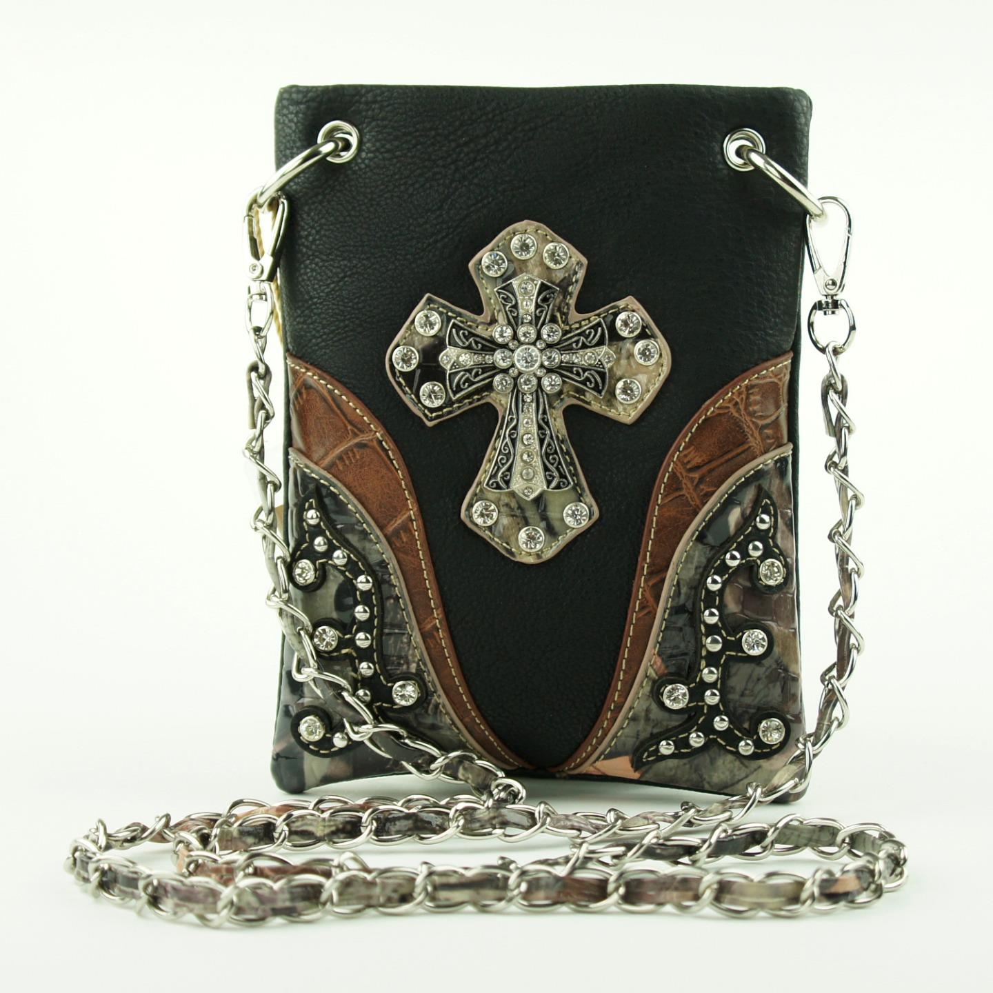 Cross Camo Rhinestone Crossbody Mini Messenger Bag Western Style
