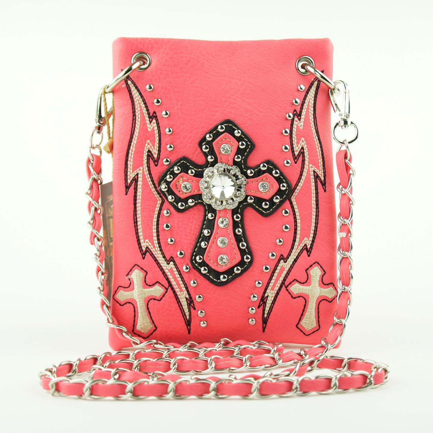 Three Cross Rhinestone Crossbody Mini Messenger Bag Western Style