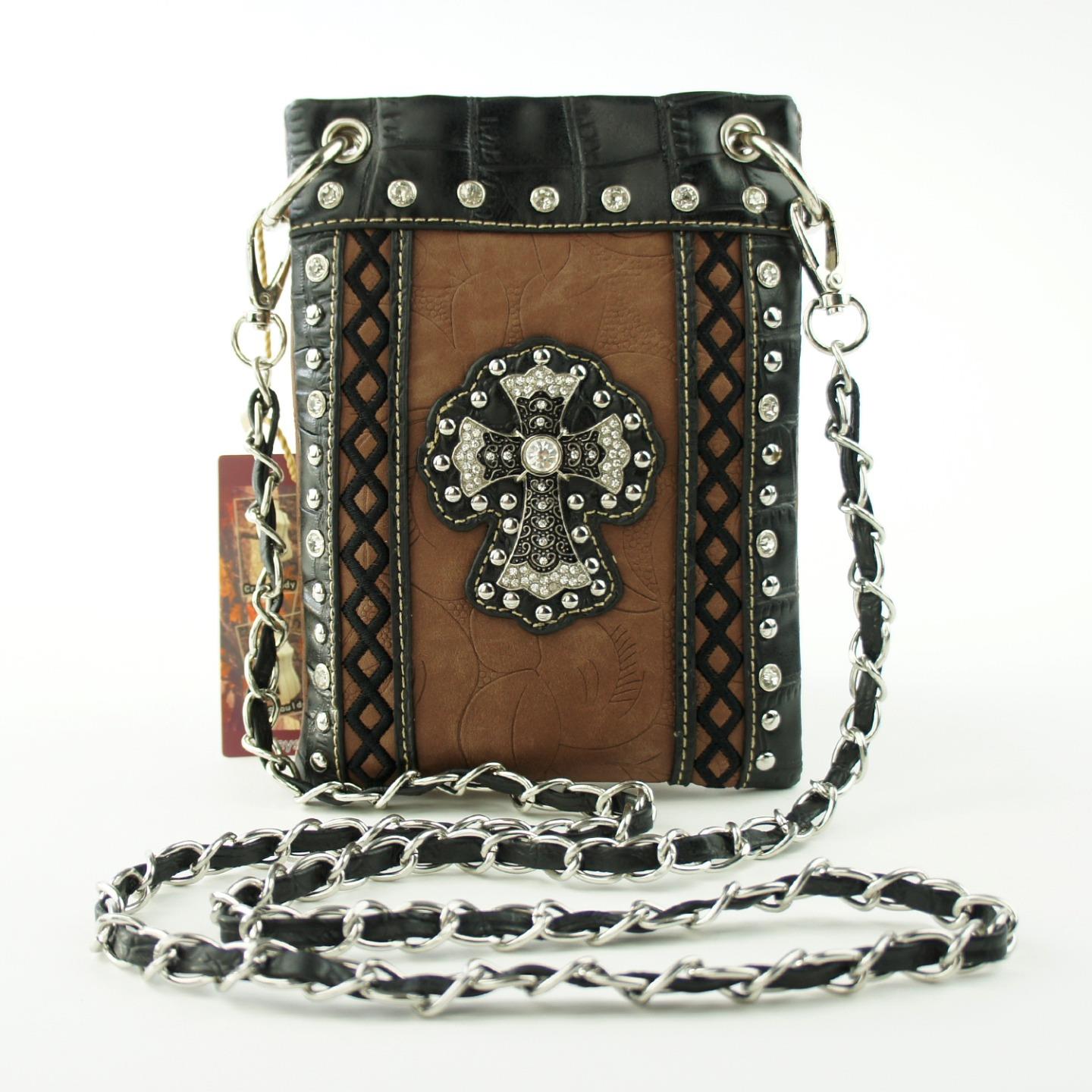 Cross with Rhinestones Crossbody Mini Messenger Bag Western Style
