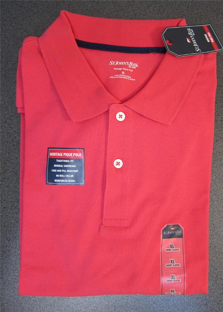 NWT mens St. John's Bay polo shirt Heritage Pique Mesh golf XS S M L XL solid eBay