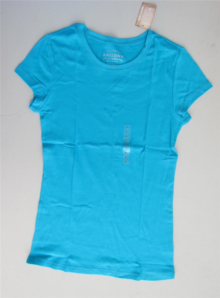 NWT womens junior ladies tshirt plain solid tee shirt XS S M L XXL 1X Arizona eBay