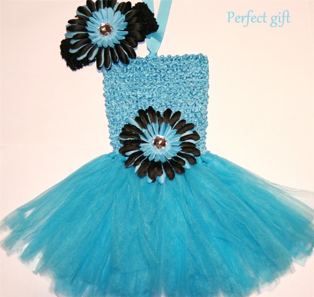 set of 4 baby girl tutu dress crochet headband 4 hair flowers 1 2y