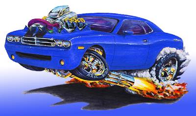 Dodge Challenger Srt8 Muscle Car Cartoon Art Print New