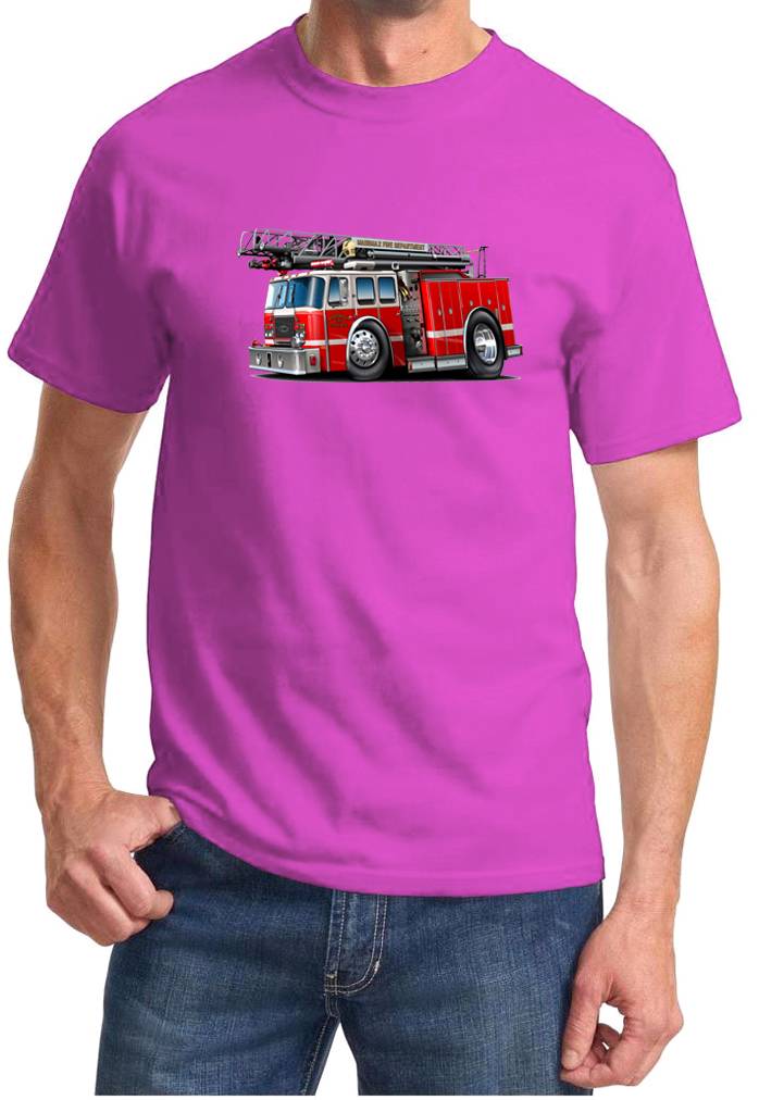 Fire Truck Ladder Truck Cartoon Design Tshirt NEW FREE SHIPPING - Picture 11 of 14