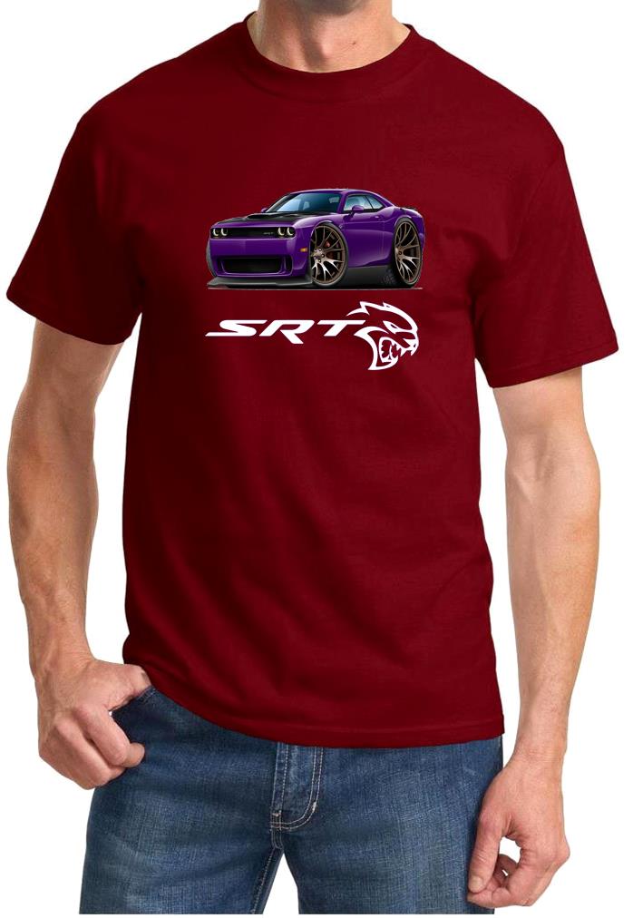 Challenger SRT Hellcat Classic Purple Muscle Car Design Tshirt NEW - Picture 7 of 13