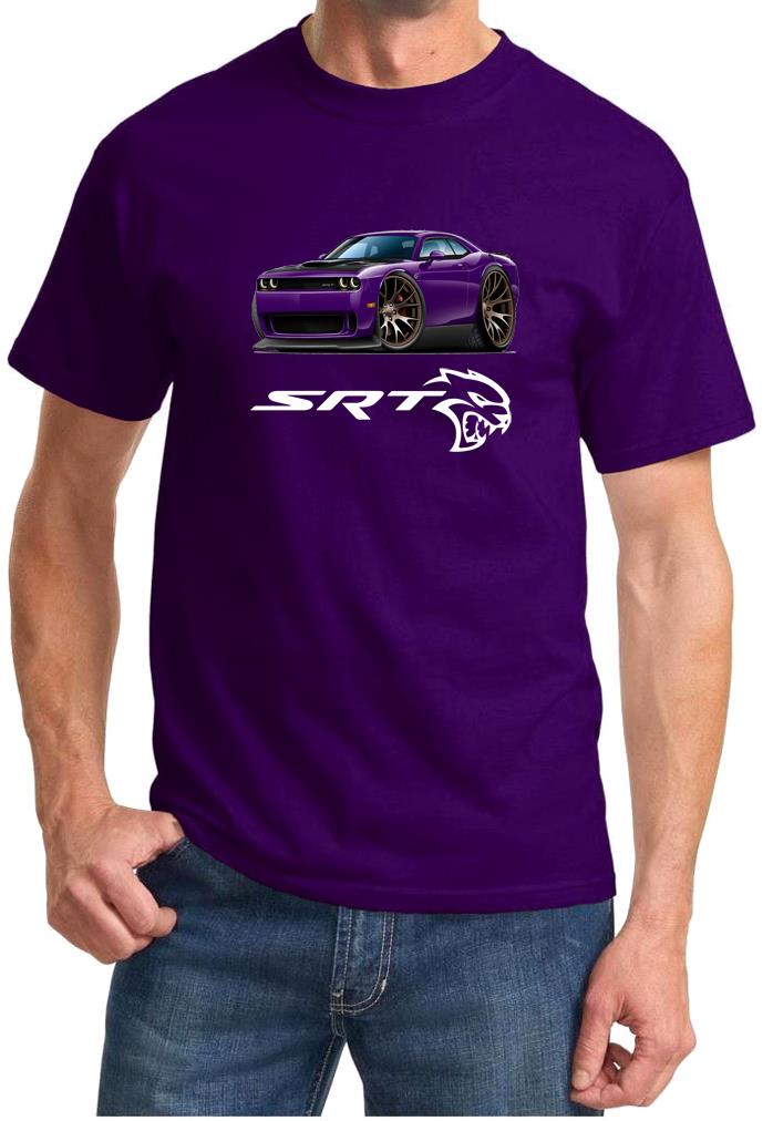 Challenger SRT Hellcat Classic Purple Muscle Car Design Tshirt NEW - Picture 10 of 13
