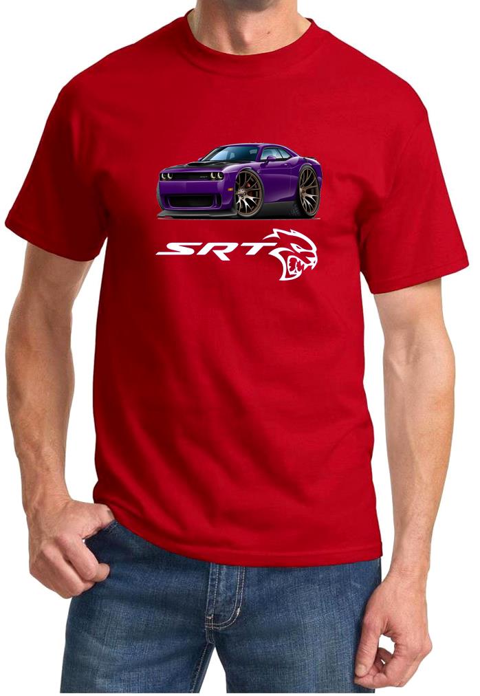 Challenger SRT Hellcat Classic Purple Muscle Car Design Tshirt NEW - Picture 9 of 13