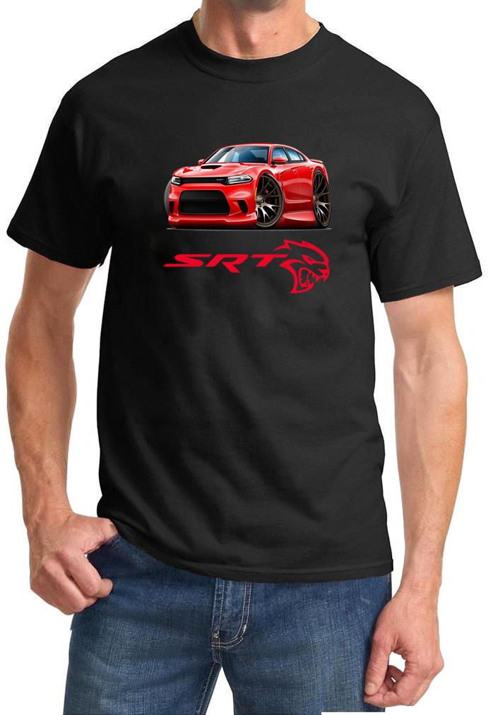Charger SRT Hellcat Classic Red Muscle Car Design Tshirt NEW - Picture 2 of 13