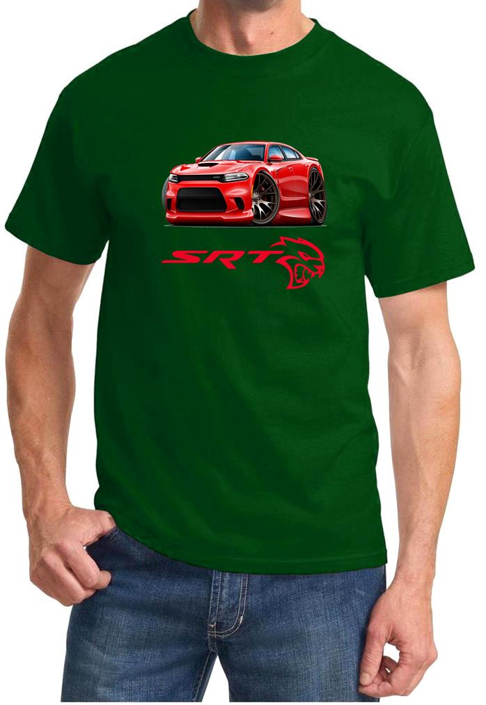Charger SRT Hellcat Classic Red Muscle Car Design Tshirt NEW - Picture 6 of 13