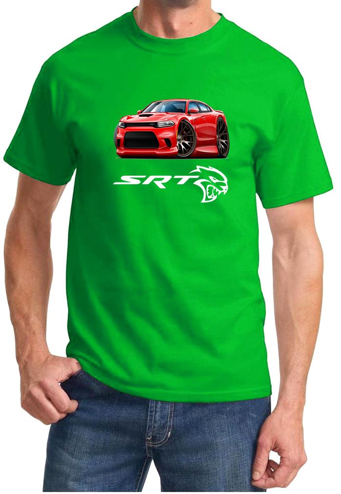 Charger SRT Hellcat Classic Red Muscle Car Design Tshirt NEW - Picture 13 of 13