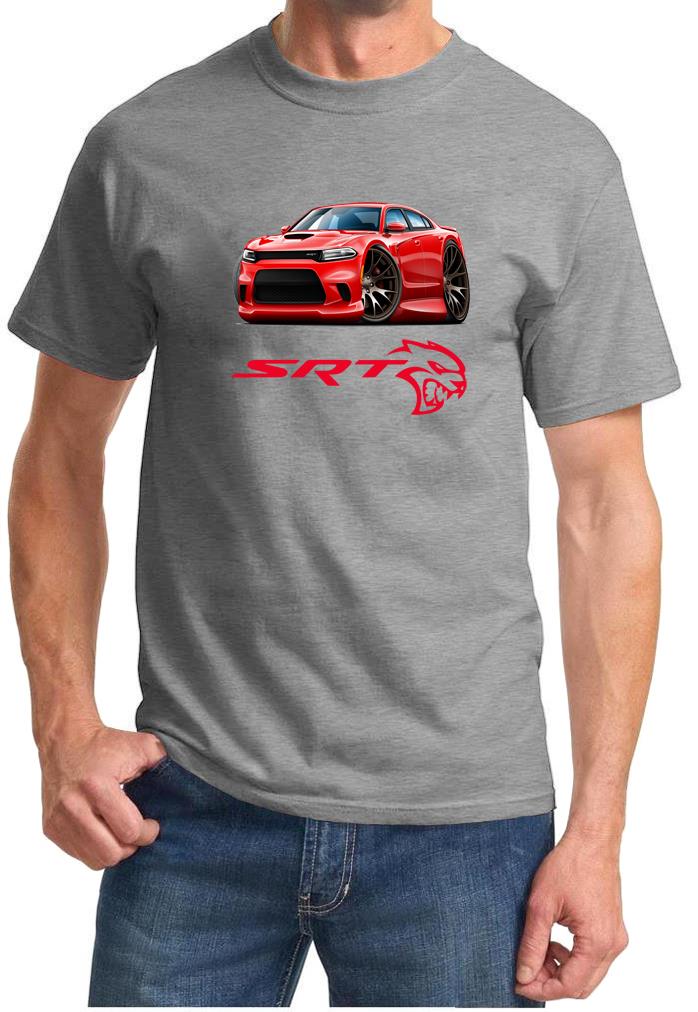 Charger SRT Hellcat Classic Red Muscle Car Design Tshirt NEW - Picture 5 of 13