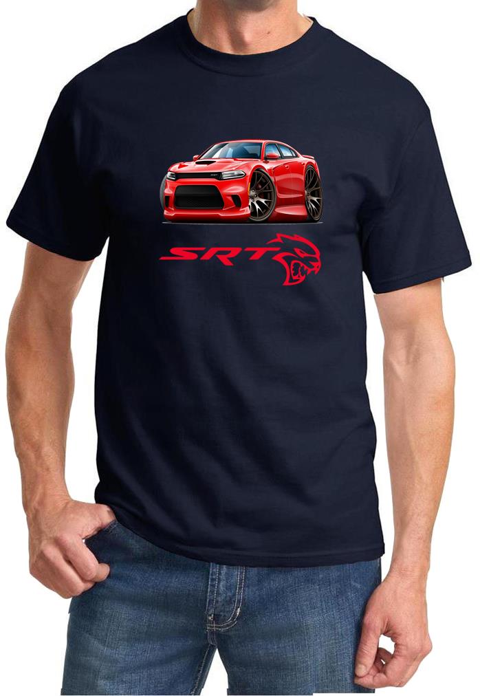 Charger SRT Hellcat Classic Red Muscle Car Design Tshirt NEW - Picture 3 of 13