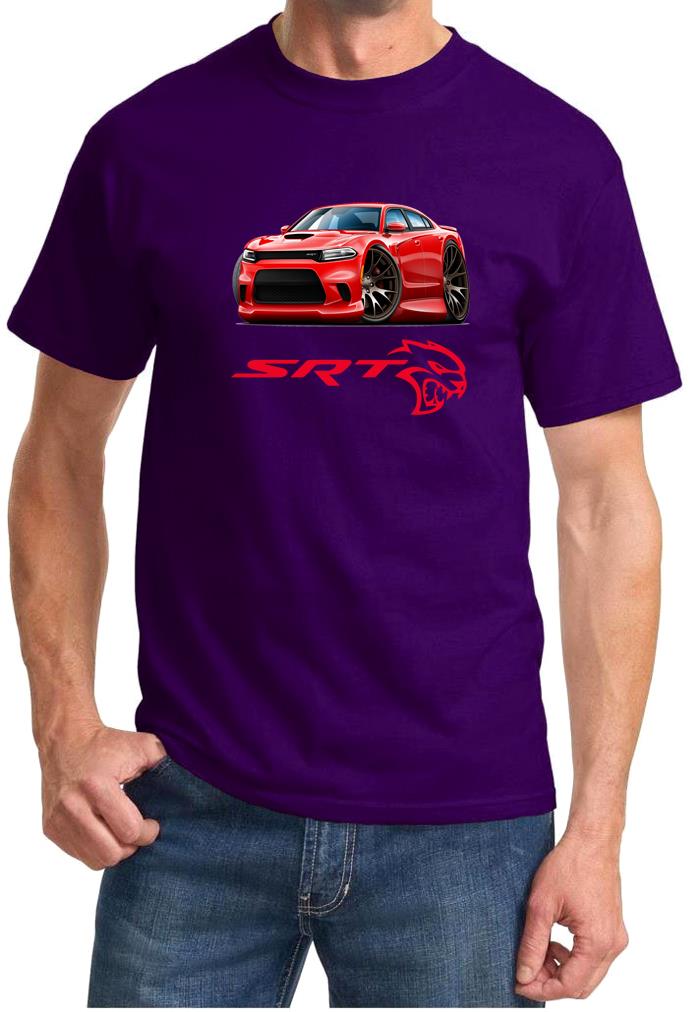 Charger SRT Hellcat Classic Red Muscle Car Design Tshirt NEW - Picture 10 of 13