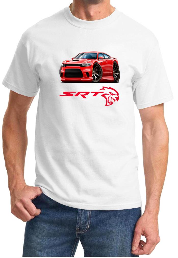 Charger SRT Hellcat Classic Red Muscle Car Design Tshirt NEW - Picture 11 of 13