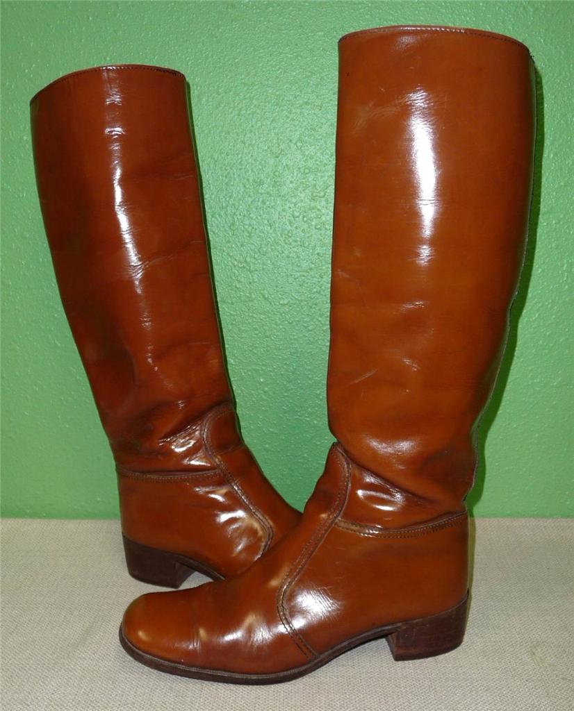 cognac over the knee riding boots
