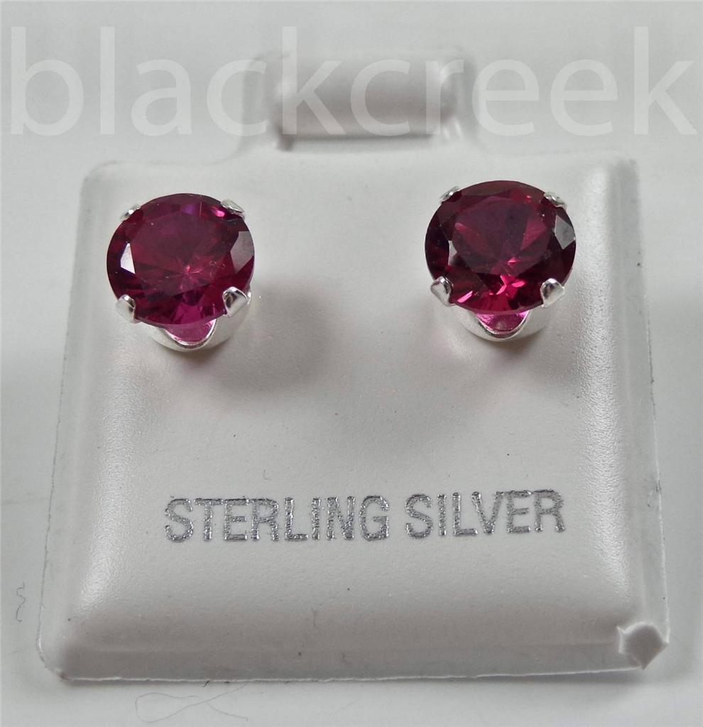 925 Sterling Silver ~ 6mm Round Sparkling Cubic Zirconia Solitaire Earrings - Picture 2 of 13