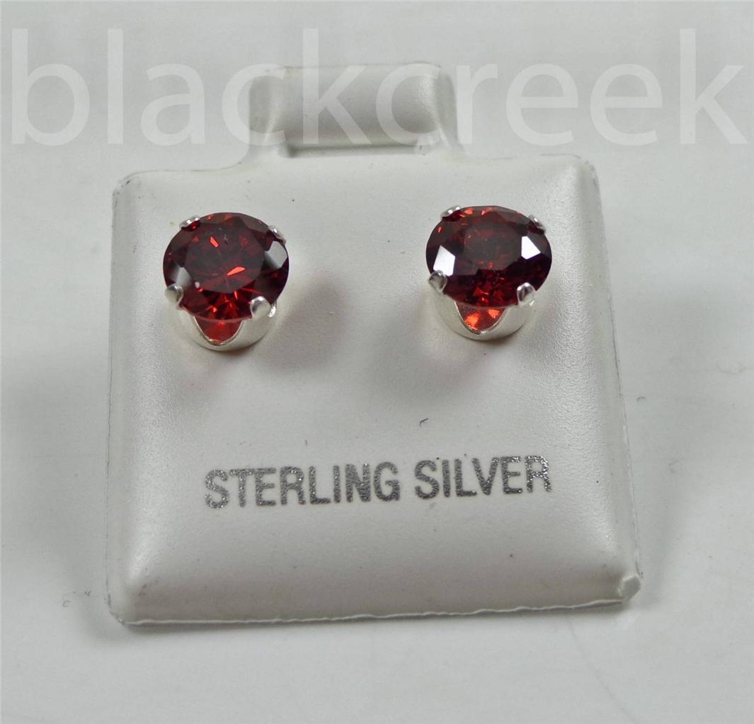 925 Sterling Silver ~ 6mm Round Sparkling Cubic Zirconia Solitaire Earrings - Picture 6 of 13