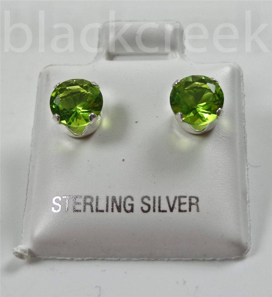 925 Sterling Silver ~ 6mm Round Sparkling Cubic Zirconia Solitaire Earrings - Picture 10 of 13